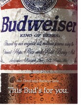 1996 Budweiser Beer Print Ad Vintage This Bud&#39;s For you 8.5&quot; x 11&quot; - $19.40