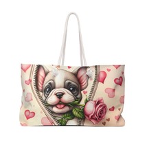 Weekender Bag, Cute Dog,Terrier with rose, Valentines Day, Large Weekender Bag - £39.08 GBP
