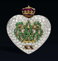 925 Sterling Silver 1.5 CT Diamond 1 CT Emerald 0.80 CT Rubies Heart Brooch - $113.62