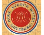 Park Avenue Hotel Luggage Label Baggage Sticker Goteborg Sweden - $10.89