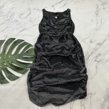 LA Glo Womens Vintage 80s Party Dress Size L Silver Black Draped Metalli... - $34.64