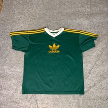 Vintage Adidas Mens Shirt Large Green Yellow Trefoil Sports Soccer Jerse... - £30.12 GBP