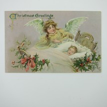 Christmas Postcard Angel Visits Sleeping Child Tuck Series 102 Embossed Antique - £15.81 GBP