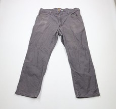 Carhartt Mens Size 40x30 Distressed Relaxed Fit Wide Leg Canvas Work Pants Gray - $44.50