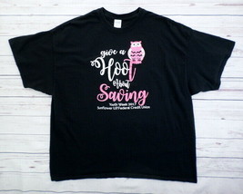U.P. Federal Credit Union Men&#39;s T-Shirt 2XL Black &quot;Give a Hoot About Saving&quot; - £14.01 GBP