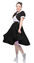 50s Style Black Full Circle Skirt XXL Elastic Waist Dance Swing Party -Hey Viv - £23.72 GBP