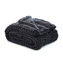 Dark Slate Gray Knitted Polyester Solid Color Throw Blanket - £72.56 GBP