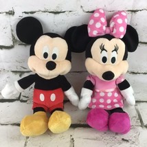 Disney Plush Dolls Lot Of 2 Micky Minnie Mouse Rattle Stuffed Animal Crib Toys - £11.65 GBP