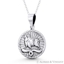 Aries the Ram Zodiac Sign Luck Animal Pendant &amp; Necklace in .925 Sterling Silver - £20.72 GBP+