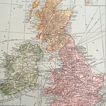 British Isles Map Lithograph 1909 Hammond Art Print Ireland Scotland LGADMap - £32.22 GBP