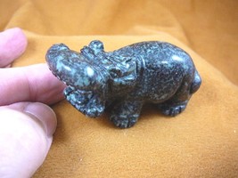 Y-HIP-713) Black green roaring HIPPO Hippopotamus Gemstone gem carving f... - £13.96 GBP