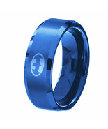 8mm Blue Batman Ring Stainless Steel Rings For Mens Engagement Band Jewelry - £12.57 GBP