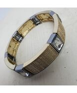 Vintage Estate Mid Century Style Gold &amp; Silver Tone Stretchy Metal Bracelet - $149.94 MXN