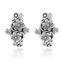 Vintage Inspirations Swirls  Flower Garden Sterling Silver Post Earrings - £12.42 GBP