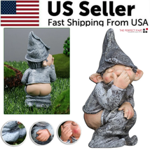 Pooping Gnome Miniature Statue Funny Resin Dwarf Home Garden Ornament US - $10.61