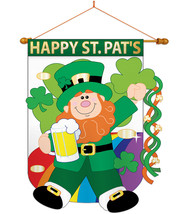 Happy St. Pat's - Applique Decorative Wood Dowel with String House Flag Set HS10 - £36.94 GBP