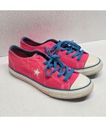 Converse Womens One Star Size 8 Bright Hot Pink Blue Laces Canvas Low To... - $360.15 MXN