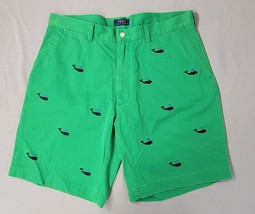 Polo Ralph Lauren Green All Over Whale Embroidered Chino Shorts Mens Siz... - £13.93 GBP