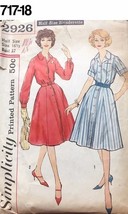 VTG 1960s Sewing Pattern Simplicity #2926 Size 16-1/2 Bust 37 Shirt Dress - $333.61 MXN