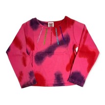 U Girl Shirt 4T Pink Red Tie Dye Top Boho Bright Long Sleeve Sequin 100% Cotton - £9.78 GBP