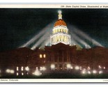 Capitol Cupola Notte Vista Denver Colorado Co Unp Lino Cartolina E19 - $3.03
