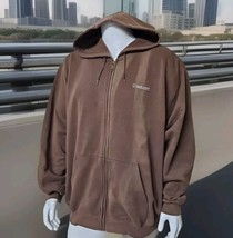 Carhartt Distressed Sweatshirt Mens XL Loose Fit Hooded Zip Fleece Brown Faded - $25.90