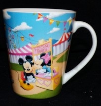 Disney Minnie Mickey Mouse Carnival County Fair Kissing Booth Coffee Cup Mug 8oz - £23.97 GBP