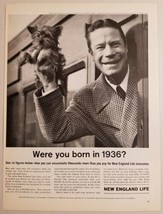 1964 Print Ad New England Life Insurance Comedian Joe E. Brown Holds Tiny Dog - £7.46 GBP