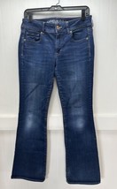 American Eagle Jeans Womens 8 Blue Kick Boot Super Stretch Dark Denim Cowboy - £23.72 GBP