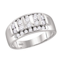 10k White Gold Mens Round Channel-set Diamond Raised Wedding Band 1.00 Cttw - £768.44 GBP