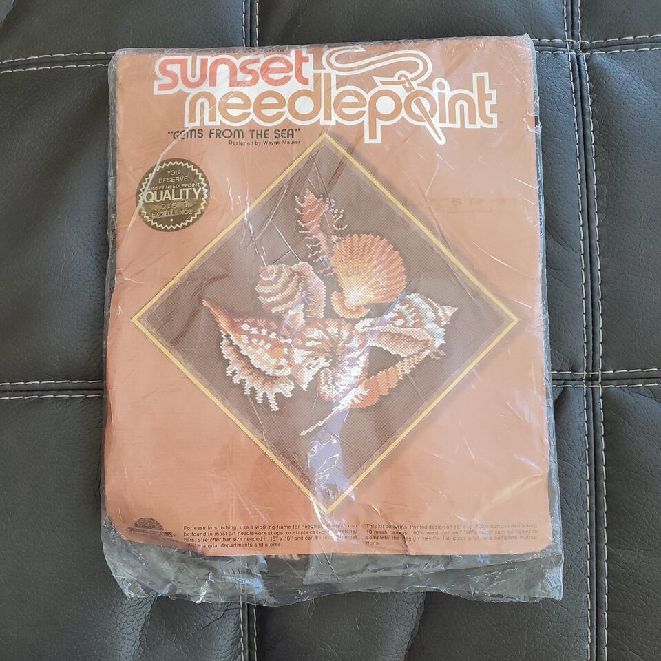 Sunset Wayne Maurer Gems from the Sea Needlepoint Kit #6100 1988 Open Box - $28.49