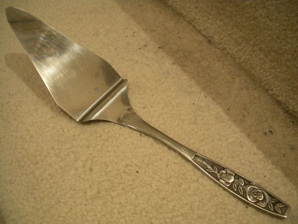 Primary image for Cake Lifter Rose Pattern Handle Vtg Collectible Stainless Steel Server - Japan