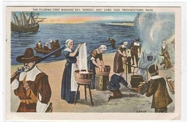 The Pilgrims First Washing Day Provincetown MA 1948 postcard - $5.94