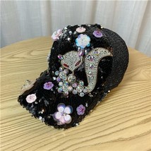 Summer Personality Rhinestone Flower Baseball Cap Fashionable All-Match Sequin M - £9.47 GBP