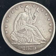  1870 Silver Seated Liberty Half Dollar High Grade.     20230055 - £431.85 GBP