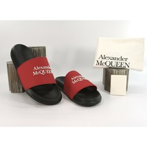 Alexander McQueen Mens Lust Red Black Debossed Logo Rubber Pool Slides 45 12 NIB - £256.80 GBP