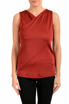 Hugo Boss Ecasi2 Top Red Stretch Sleeveless Faux Wrap Blouse Top SZ L New - £65.15 GBP