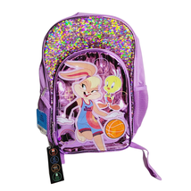 Space Jam Lola Bunny 17 Inch Backpack Pink Sequins Reflective Laptop Pad - £15.55 GBP