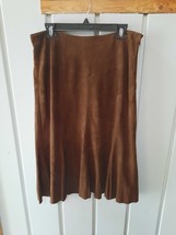 Lauren Ralph Lauren Woman&#39;s Brown Suede Midi Skirt size 10 - £49.16 GBP