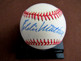 EDDIE MATHEWS BRAVES 500 HR CLUB HOF SIGNED AUTO VINTAGE ONL BASEBALL JS... - $197.99