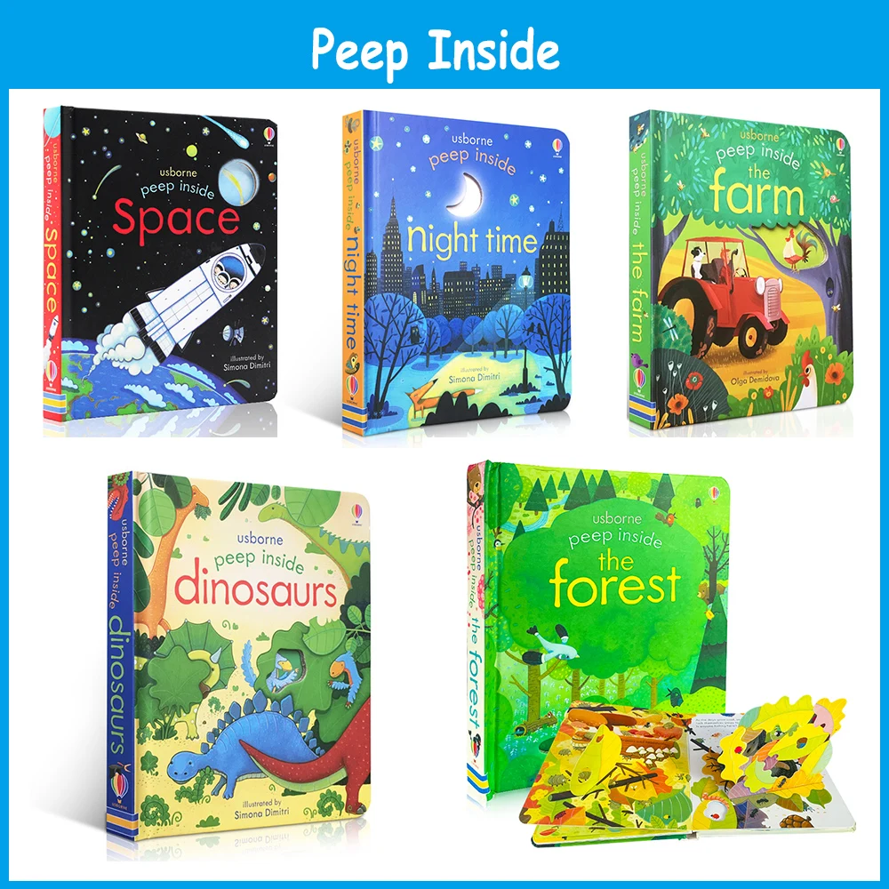 Usborne Books Peep Inside English Learning Flap Picture Books Bedtime Reading - £15.83 GBP