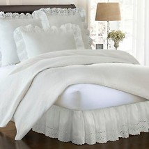 Smootheweave Ruffled Eyelet 14-Inch Drop Length Twin Bed Skirt in Ivory,... - £22.03 GBP