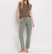 Vervet By Flying Monkey high rise cargo straight jeans in Army Green - $40.00