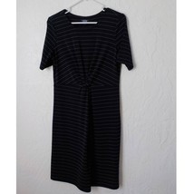 Izod Blue Striped Casual Dress with Front Knot Short Sleeve Stretch Wome... - £5.69 GBP