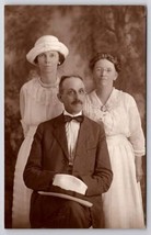 RPPC Dapper Gentleman Lovely Edwardian Ladies Studio Real Photo Postcard... - $12.95