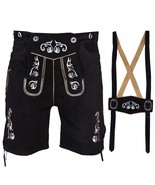 German Mens Leather Lederhosen Schuts Bavarian Outfit Black Oktoberfest ... - $139.99