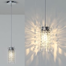 Crystal Pendant Light Fixture Modern Glass Chrome Hanging Ceiling Kitchen Island - £35.77 GBP