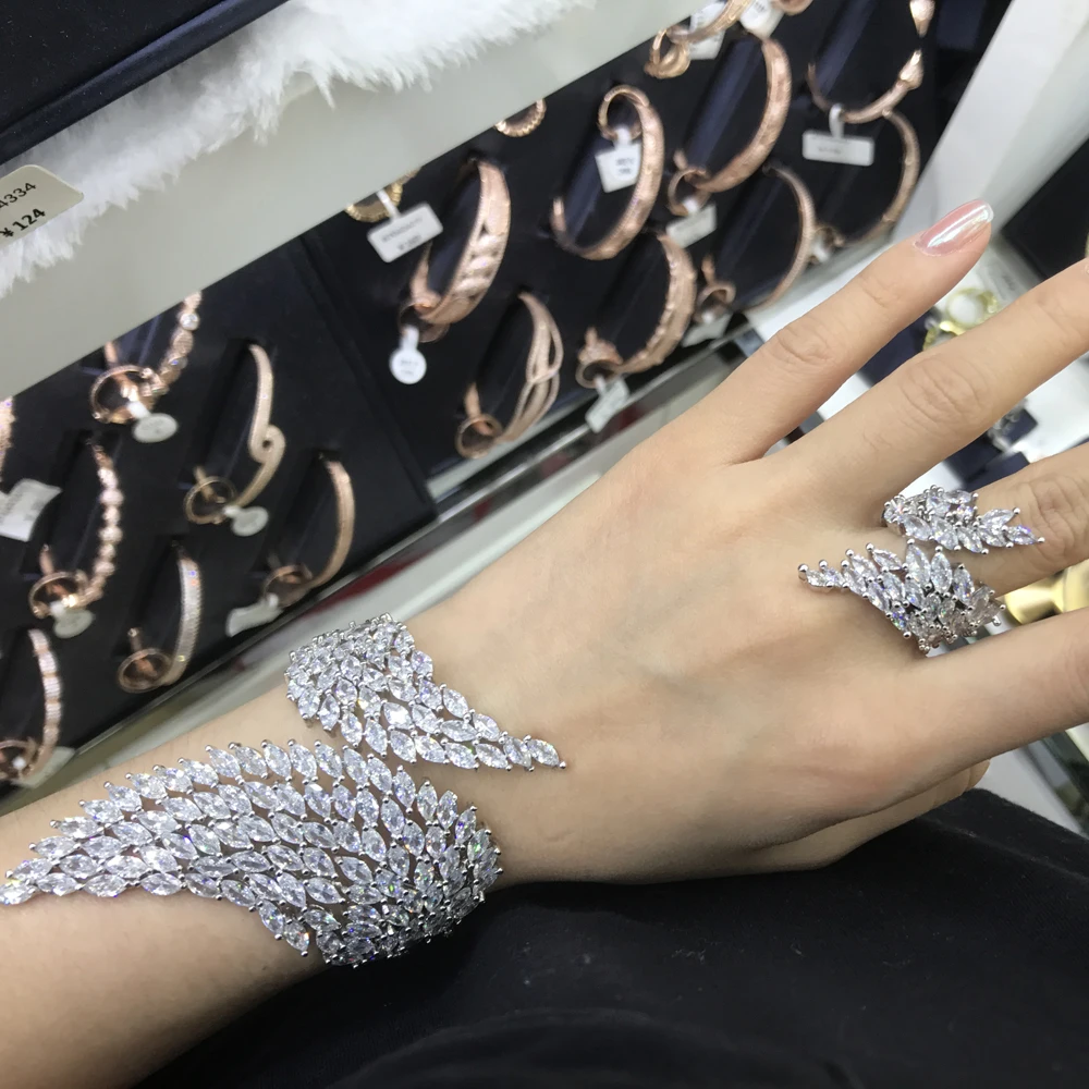 Luxury Unique African Bracelet Bangle Ring Sets For Women Wedding Cubic ... - $97.74