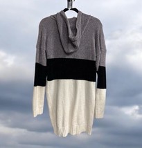 Say What? Soft Sweater Hoodie Dress Women&#39;s Sz M ColorBlock Long Sleeve - $18.69