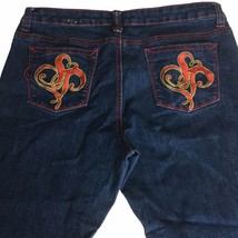 Southpole Womens Junior Vintage Jeans Sz 13 Blue Embroidered Stretch Mid... - £21.05 GBP
